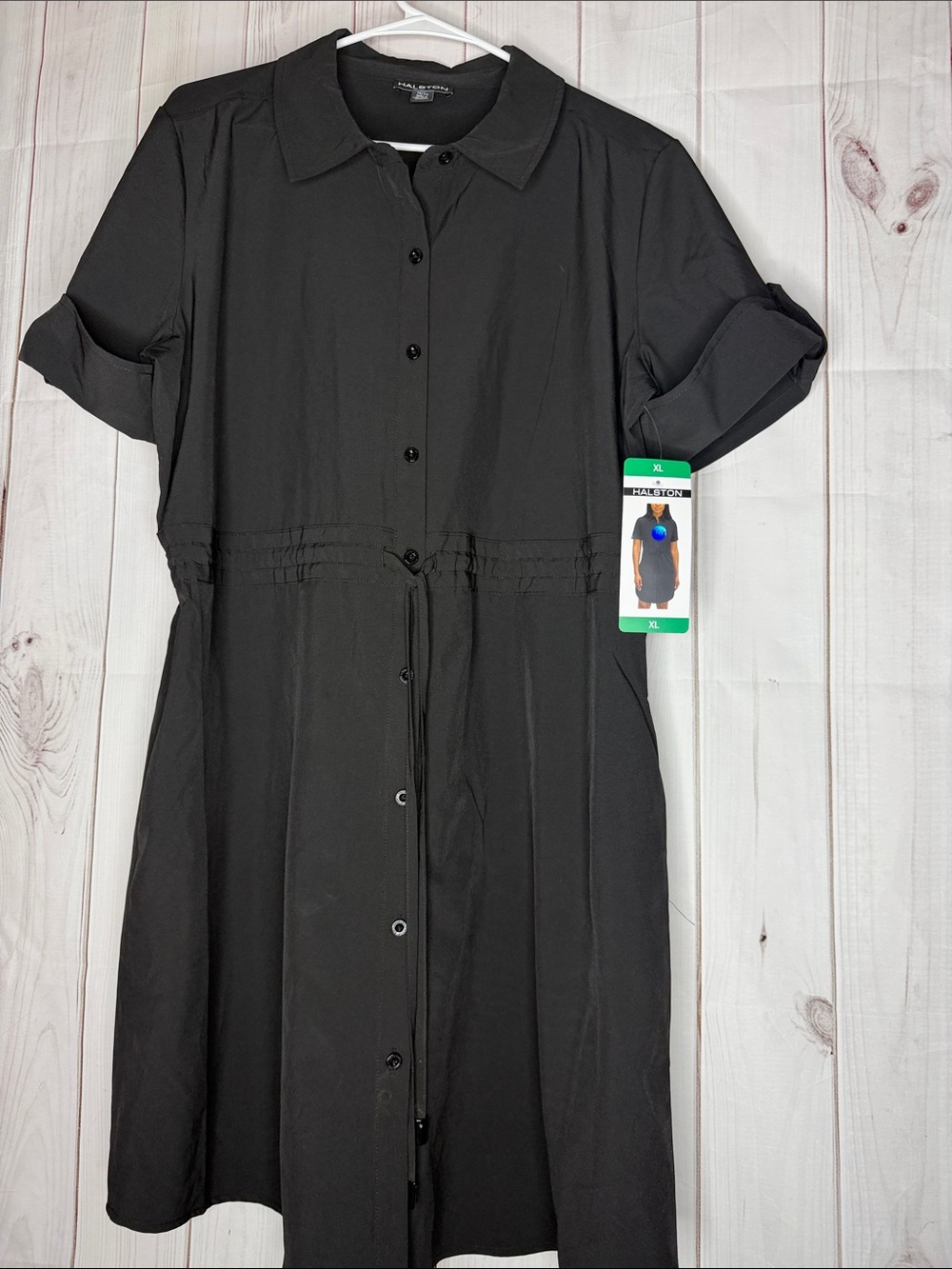 Halston Heritage Black Polo Shirt Dress sz xl -1198